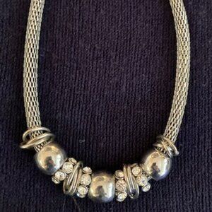 Simply You Silver-Tone Mesh Necklace with Rhinestone Accents – 21” + Extender